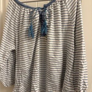 Striped Blue and White Blouse